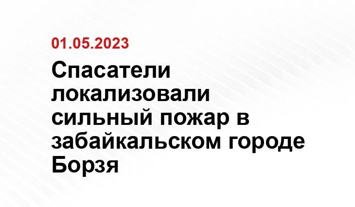 Спасатели локализовали сильный пожар в забайкальском городе Борзя